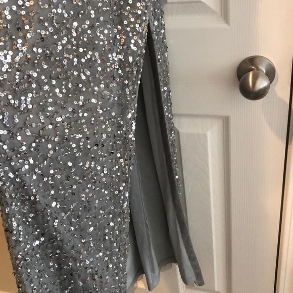 Adrianna Papell silver sequin evening gown - Picture 3 of 7